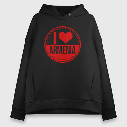 Женское худи Oversize хлопок Love Armenia, цвет черный