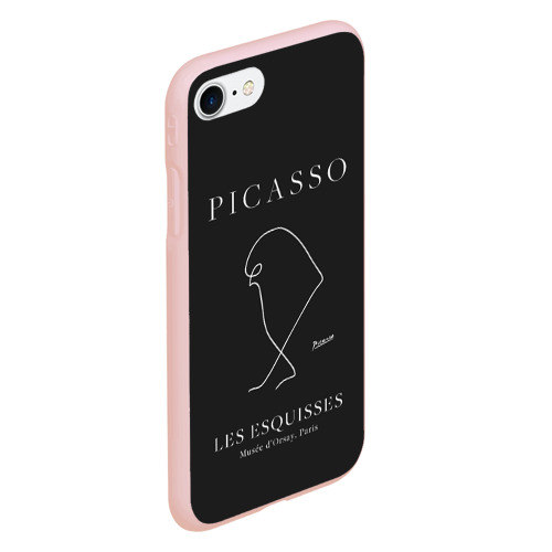 Чехол для iPhone 7/8 матовый с принтом Птица на черном - Пабло Пикассо, вид сбоку #3