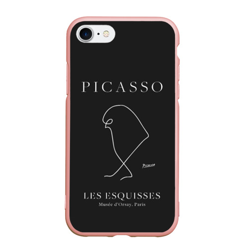 Чехол для iPhone 7/8 матовый с принтом Птица на черном - Пабло Пикассо, вид спереди #2