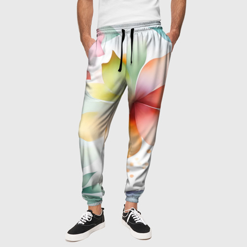 Мужские брюки 3D Акварельный цветочный принт, цвет 3D печать - фото 4