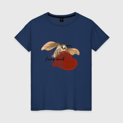 Женская футболка хлопок Мотылек с сердцем