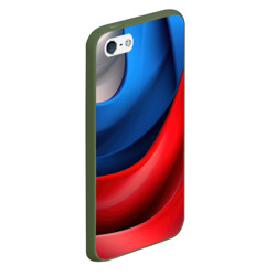Чехол для iPhone 5/5S матовый Объемная абстракция в цветах флага РФ - фото 2
