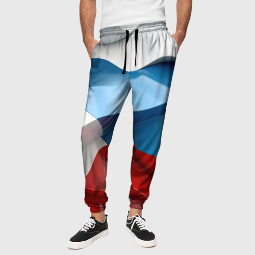 Мужские брюки 3D Абстракция в цветах флага РФ, цвет 3D печать - фото 4