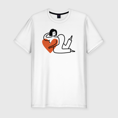 Мужская футболка хлопок Slim с принтом Woman love, вид спереди #2