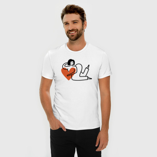 Мужская футболка хлопок Slim с принтом Woman love, фото на моделе #1