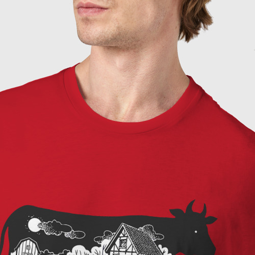 Мужская футболка хлопок Домик в деревне, цвет красный - фото 6