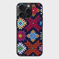 Чехол силиконовый для Apple iPhone 15 Pro Мax матовый Орнамент удмуртский