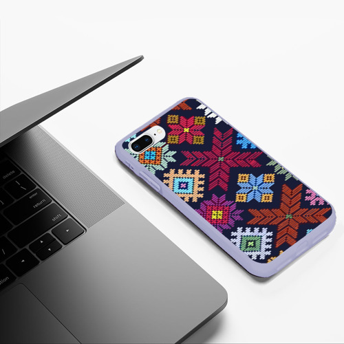 Чехол для iPhone 7Plus/8 Plus матовый Орнамент удмуртский, цвет светло-сиреневый - фото 5