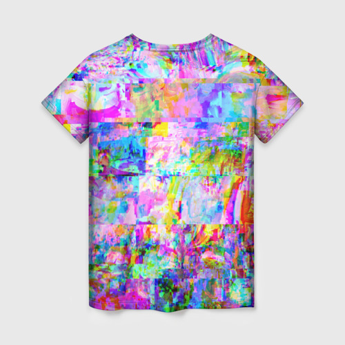 Женская футболка 3D Яркий неоновый абстрактный Glitch, цвет 3D печать - фото 2