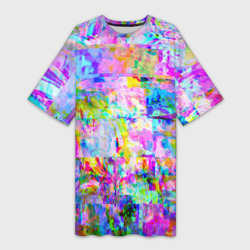 Яркий неоновый абстрактный Glitch – Платье-футболка с принтом купить