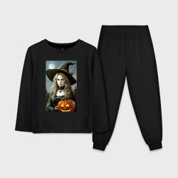 Детская пижама с лонгсливом хлопок Прекрасная ведьма с тыквой - хэллоуин