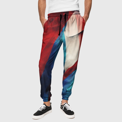 Мужские брюки 3D Абстракция в цветах флага РФ, цвет 3D печать - фото 4