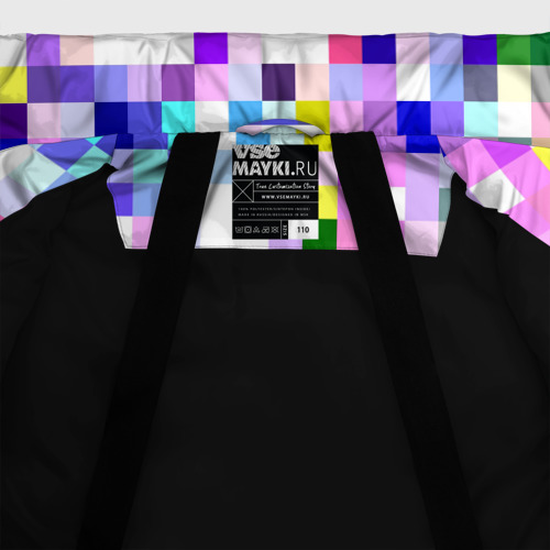 Зимняя куртка для девочек 3D Пиксельная яркая абстракция, цвет черный - фото 7