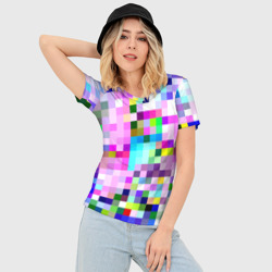 Женская футболка 3D Slim Пиксельная яркая абстракция - фото 2