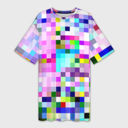 Платье-футболка 3D Пиксельная яркая абстракция
