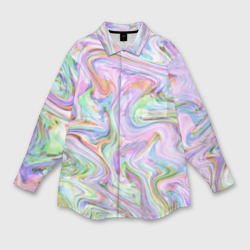 Женская рубашка oversize 3D Абстрактные розовые волны