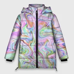 Женская зимняя куртка Oversize Абстрактные розовые волны
