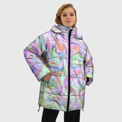 Женская зимняя куртка Oversize Абстрактные розовые волны - фото 2