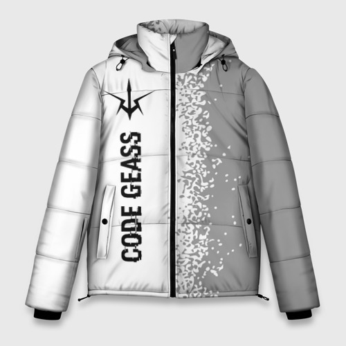 Мужская зимняя куртка 3D Code Geass glitch на светлом фоне: по-вертикали, цвет черный