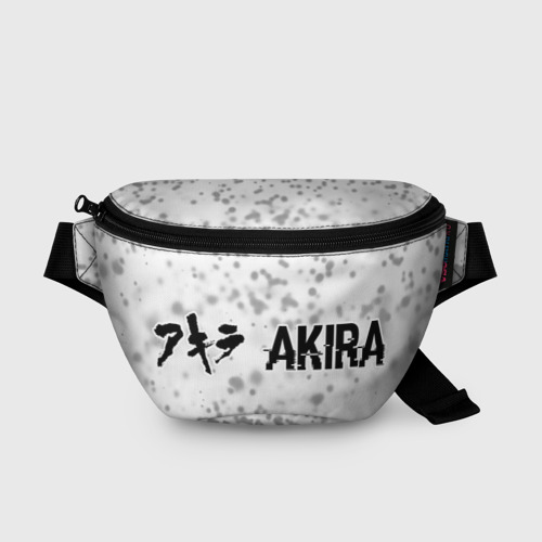 Поясная сумка 3D с принтом Akira glitch на светлом фоне: надпись и символ, вид спереди #2