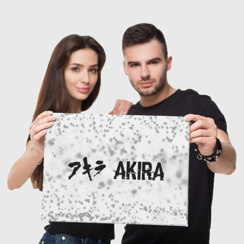 Холст прямоугольный Akira glitch на светлом фоне: надпись и символ, цвет 3D печать - фото 5