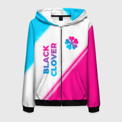 Мужская толстовка 3D на молнии Black Clover neon gradient style: надпись, символ