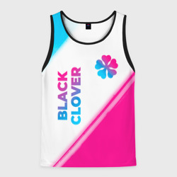 Мужская майка 3D Black Clover neon gradient style: надпись, символ