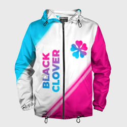 Мужская ветровка 3D Black Clover neon gradient style: надпись, символ