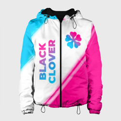 Женская куртка 3D Black Clover neon gradient style: надпись, символ