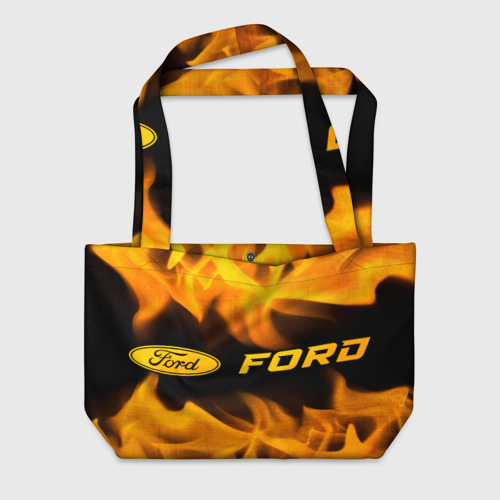 Пляжная сумка 3D Ford - gold gradient: надпись и символ