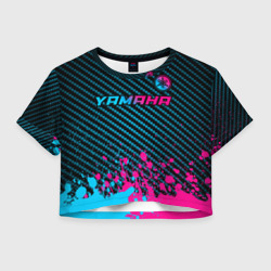 Женская футболка Crop-top 3D Yamaha - neon gradient: символ сверху