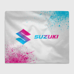 Плед 3D Suzuki neon gradient style: надпись и символ