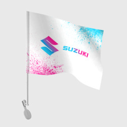 Флаг для автомобиля Suzuki neon gradient style: надпись и символ
