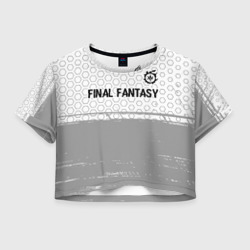 Женская футболка Crop-top 3D Final Fantasy glitch на светлом фоне: символ сверху