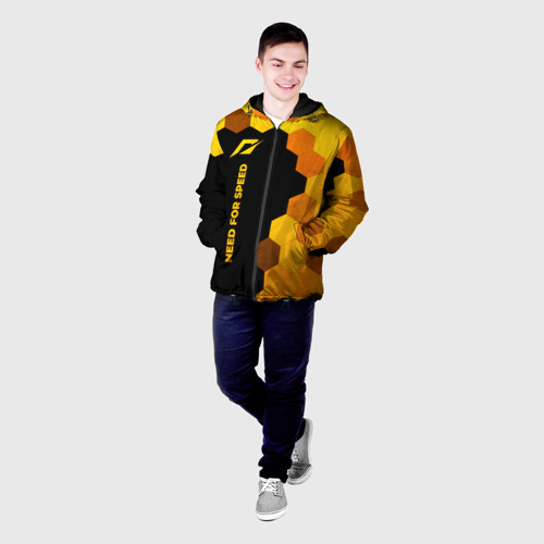 Мужская куртка 3D Need for Speed - gold gradient: по-вертикали, цвет 3D печать - фото 3