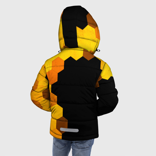 Зимняя куртка для мальчиков 3D с принтом Need for Speed - gold gradient: по-вертикали, вид сзади #2