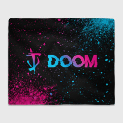 Doom - neon gradient: надпись и символ – Плед с принтом купить со скидкой в -14%