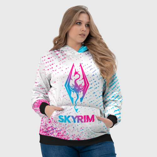 Женская толстовка 3D Skyrim neon gradient style, цвет 3D печать - фото 6