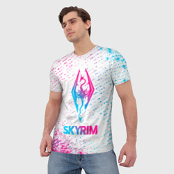 Мужская футболка 3D Skyrim neon gradient style - фото 2
