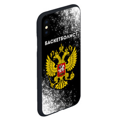 Чехол для iPhone XS Max матовый Баскетболист из России и герб РФ - фото 2