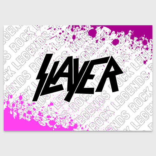 Поздравительная открытка Slayer rock Legends: надпись и символ, цвет белый