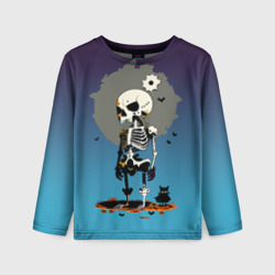 Детский лонгслив 3D Funny skeleton - neural network - halloween