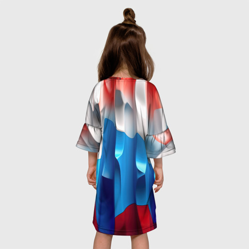 Детское платье 3D с принтом Синий герб  РФ, вид сзади #2