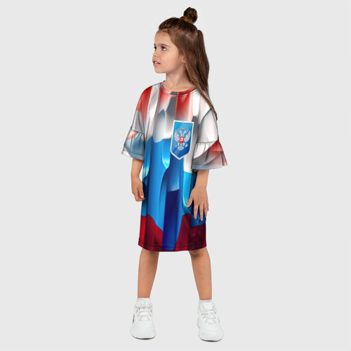 Детское платье 3D с принтом Синий герб  РФ, фото на моделе #1