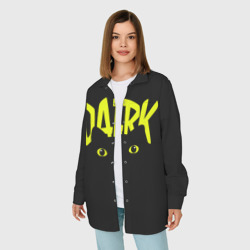 Женская рубашка oversize 3D Кот во тьме - фото 2