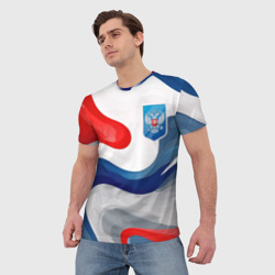 Мужская футболка 3D Герб  России  триколор - фото 2