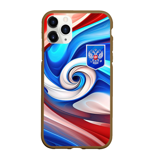 Чехол для iPhone 11 Pro Max матовый с принтом Абстракция  герб  России, вид спереди #2