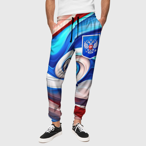 Мужские брюки 3D Абстракция  герб  России, цвет 3D печать - фото 4