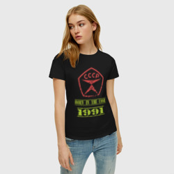 Женская футболка хлопок Рожден в СССР 1991 со знаком качества - фото 2