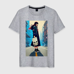 Мужская футболка хлопок Девчонка в большом городе - аниме